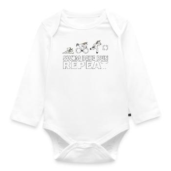 Licornes Triathlètes à la natation Vélo de course - Body Bébé bio manches longues - blanc - Devant