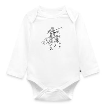 Medieval knight on horseback - Tjosten - Organic Longsleeve Baby Bodysuit - white - Front