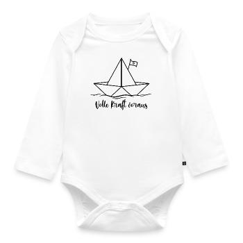 Volle Kraft voraus - Baby Bio-Langarm-Body - Weiß - Vorne