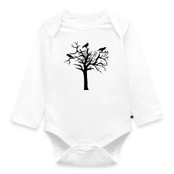 Corbeau Corbeau Corbeau Corbeau Arbre Oiseau - Body Bébé bio manches longues - blanc - Devant