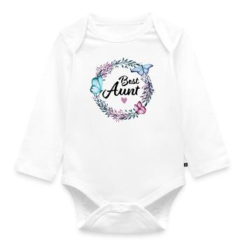 Meilleure tante - cadeau fleuri original pour tata - Body Bébé bio manches longues - blanc - Devant