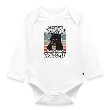 i dont like morning people Katze Kaffee Cat - Baby Bio-Langarm-Body - Weiß - Vorne