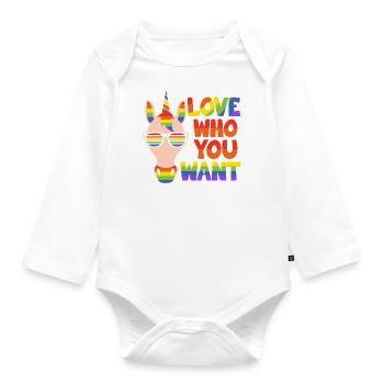 Schwul-Lesbisch LGBT Gemeinschaft Einhorn - Baby Bio-Langarm-Body - Weiß - Vorne