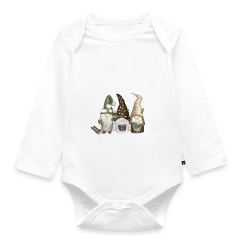 Merry Christmas little elves - Organic Longsleeve Baby Bodysuit - white - Front