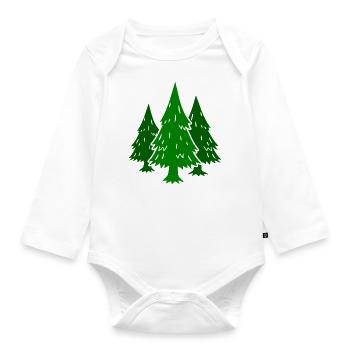 Forêt Conifères Sapins Épicéas - Body Bébé bio manches longues - blanc - Devant