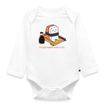 Soy Happy Sushi - Organic Longsleeve Baby Bodysuit - white - Front