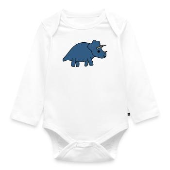 Cute Kawaii Triceratops Dino - Organic Longsleeve Baby Bodysuit - white - Front