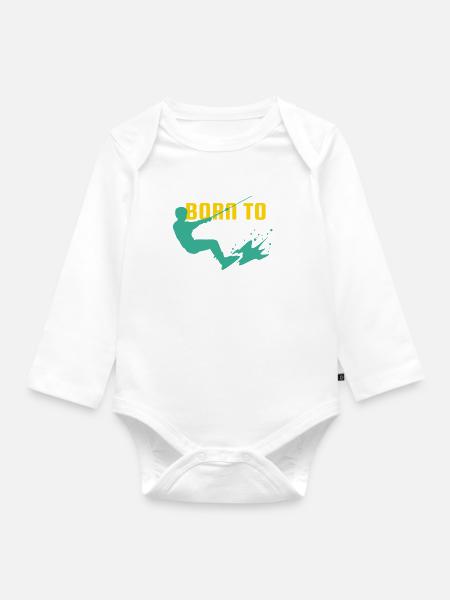 Wakeboard Born To Wake Wakeboarder Wakeboarding - Baby Bio-Langarm-Body - Weiß