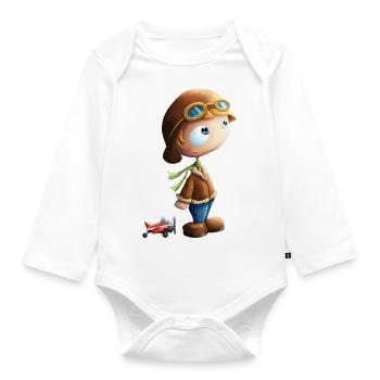 aviator - Organic Longsleeve Baby Bodysuit - white - Front