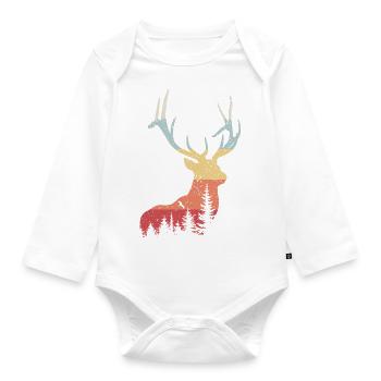 Hirsch - Baby Bio-Langarm-Body - Weiß - Vorne