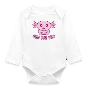Axolotl gamer Gaming gaming gamble pew pew pew - Organic Longsleeve Baby Bodysuit - white - Front