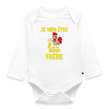 Je vais être grand frère Futur Bientôt Poussin - Body Bébé bio manches longues - blanc - Devant