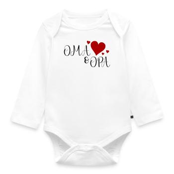 Oma und Opa Herz - Baby Bio-Langarm-Body - Weiß - Vorne