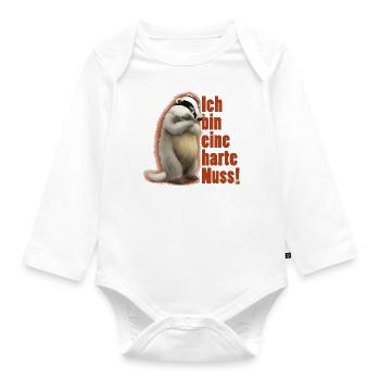 Grimmiger Dachs Die wandernde Nuss - Baby Bio-Langarm-Body - Weiß - Vorne