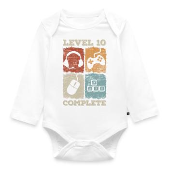 10th Birthday Level Complete Gaming - Organic Longsleeve Baby Bodysuit - white - Front