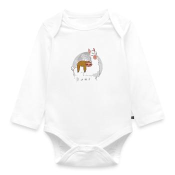 Chemise de couchage officielle Chemise de nuit Lama Sloth - Body Bébé bio manches longues - blanc - Devant