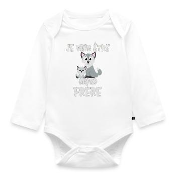 Je vais être grand frère chien loup Futur Bientôt - Body Bébé bio manches longues - blanc - Devant
