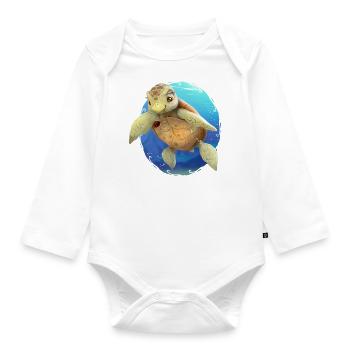 Die Meeresschildkröte, Mira das Meermädchen - Baby Bio-Langarm-Body - Weiß - Vorne