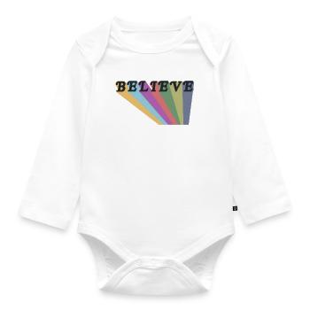 Glaube Believe Glaube an Dich - Baby Bio-Langarm-Body - Weiß - Vorne