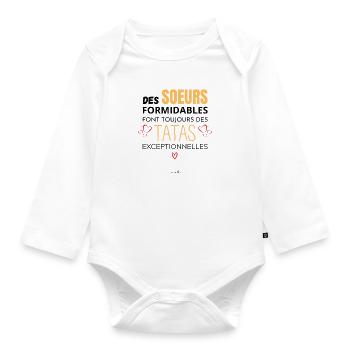 Soeur Tata - Annonce grossesse -Annonce soeur tata - Body Bébé bio manches longues - blanc - Devant