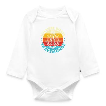 Ich liebe dieses Travemünde - Baby Bio-Langarm-Body - Weiß - Vorne