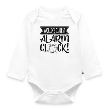 World's Cutest Alarm Clock - Organic Longsleeve Baby Bodysuit - white - Front