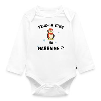 Veux tu etre ma marraine ? - Body Bébé bio manches longues - blanc - Devant
