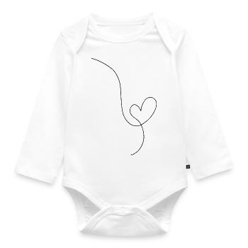 Heart black line drawing - Organic Longsleeve Baby Bodysuit - white - Front