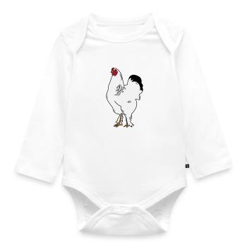 Brahma Rooster Chicken Funny Farmer Chicken - Organic Longsleeve Baby Bodysuit - white - Front