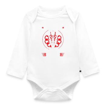 Dart - Ruhe der Meister wirft Sprüche Dartspieler - Baby Bio-Langarm-Body - Weiß - Vorne