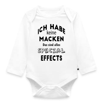 Lustige Sprüche keine Macken Special Effects - Baby Bio-Langarm-Body - Weiß - Vorne