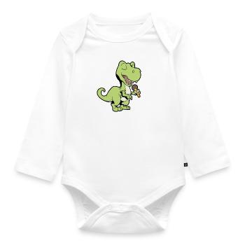 Chanter Dino avec Microphone - TREX - Body Bébé bio manches longues - blanc - Devant