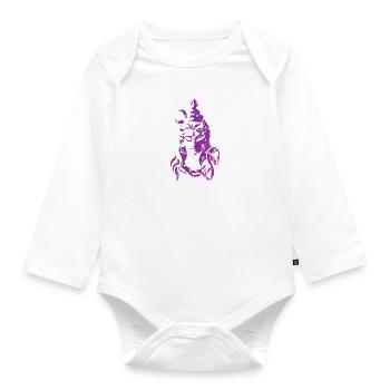 Shiva purple worn style - Organic Longsleeve Baby Bodysuit - white - Front