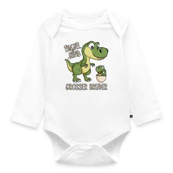 Dinosaurier Einzelkind Baby Dino Ei Großer Bruder - Baby Bio-Langarm-Body - Weiß - Vorne