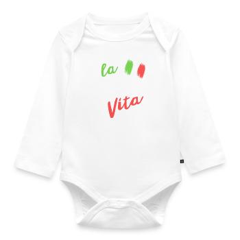 la dolce vita I Italian flag - Organic Longsleeve Baby Bodysuit - white - Front