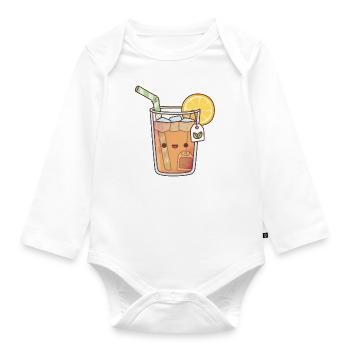 Kawaii Iced Lemon Tea - Organic Longsleeve Baby Bodysuit - white - Front