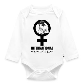 International Women's Day - Organic Longsleeve Baby Bodysuit - white - Front