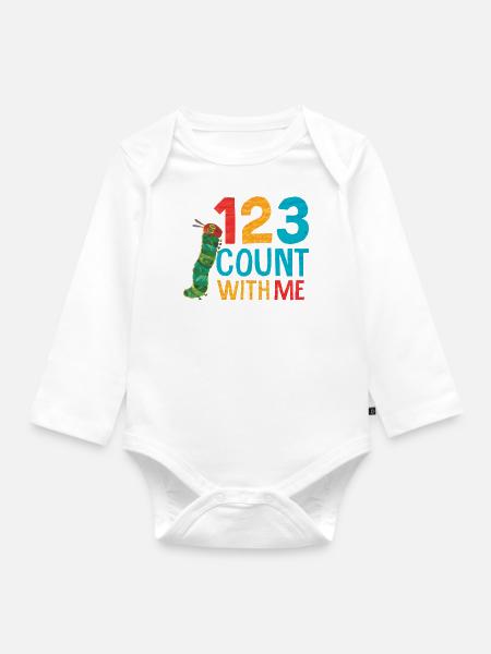 Die Kleine Raupe Nimmersatt 1 2 3 Lerne Zählen - Baby Bio-Langarm-Body - Weiß