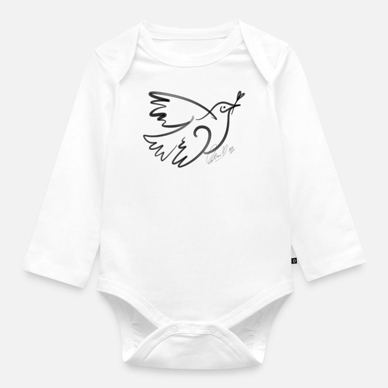 Friedenstaube - Picasso Graffiti - Baby Bio-Langarm-Body - Weiß