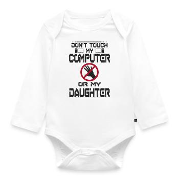 Computer Daughter - Organic Longsleeve Baby Bodysuit - white - Front