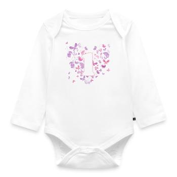 Butterfly 1 year first birthday girl - Organic Longsleeve Baby Bodysuit - white - Front