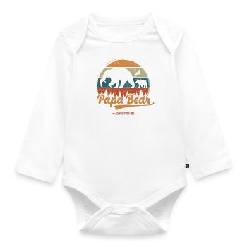Vatertag Papabear Papa Retro Vintage - Baby Bio-Langarm-Body - Weiß - Vorne
