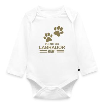 Herrchen Labrador der mit dem Labrador geht - Baby Bio-Langarm-Body - Weiß - Vorne