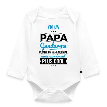 J'ai un papa gendarme plus cool - Body Bébé bio manches longues - blanc - Devant