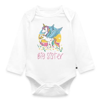 Große Schwester Einhorn Schwester - Baby Bio-Langarm-Body - Weiß - Vorne