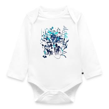 Abstract - Organic Longsleeve Baby Bodysuit - white - Front
