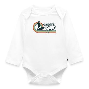 Retro Surfer Girl Surfboarder Surfen Surfen Surfen - Baby Bio-Langarm-Body - Weiß - Vorne