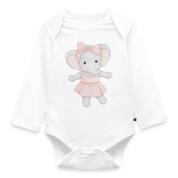 cute elephant as ballerina - Organic Longsleeve Baby Bodysuit - white - Front
