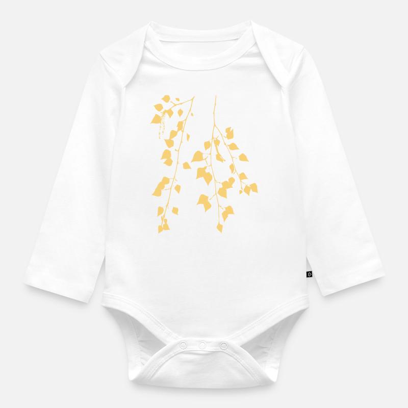 Branche de bouleau - Nature - Durable - Arbre forestier - Body Bébé bio manches longues - blanc