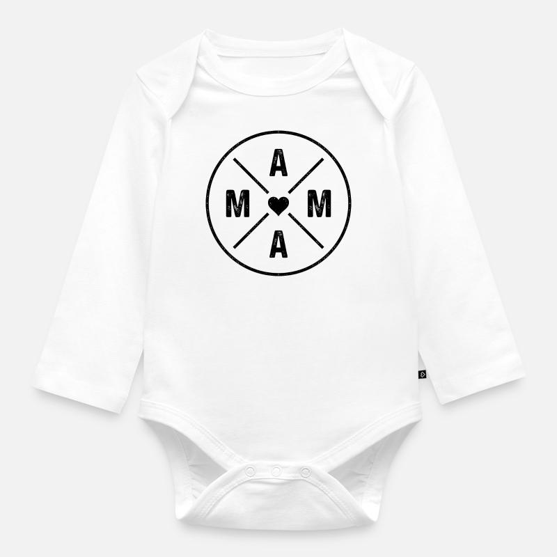 Mama Herz Mutter Liebe Muttertag Geschenk - Baby Bio-Langarm-Body - Weiß